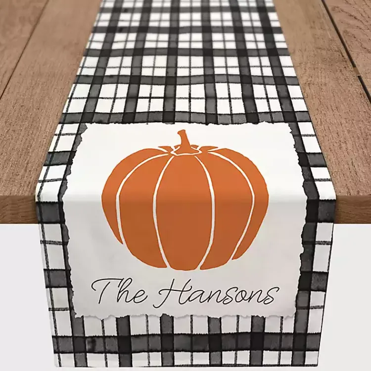 Kirklands Home Personalized Black and White Plaid Table Runner Hot