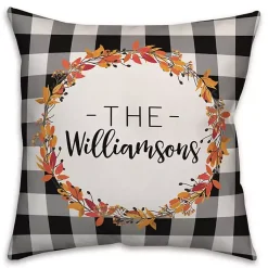 Fall>Kirklands Home Personalized Buffalo Check Harvest Wreath Pillow
