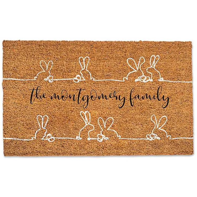 Easter Decorations>Kirklands Home Personalized Bunny Sketches Doormat Tan