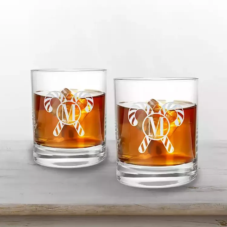 Christmas Dining & Entertaining>Kirklands Home Personalized Candy Cane Whiskey Glasses, Set of 2