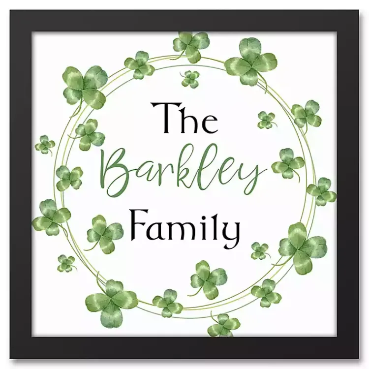 St Patricks Day Decorations>Kirklands Home Personalized Clover Wreath Framed Art Print