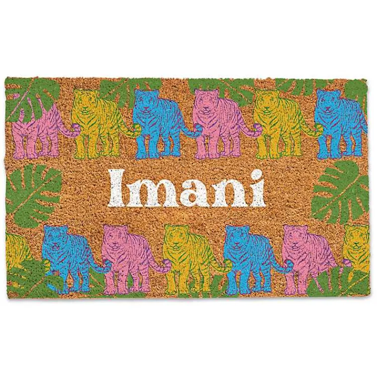 Kirklands Home Personalized Colorful Tigers Coir Doormat Discount