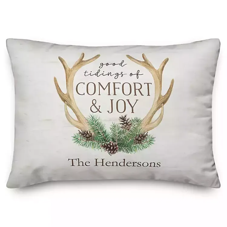 Pillows>Kirklands Home Personalized Comfort & Joy Antler Pillow White