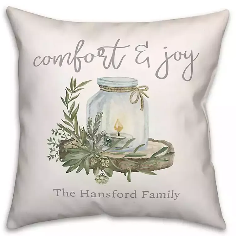 Pillows>Kirklands Home Personalized Comfort & Joy Candle Pillow White