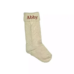 Christmas Stockings & Stocking Holders>Kirklands Home Personalized Cream Serif Embroidered Stocking Ivory
