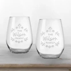 Easter Decorations>Kirklands Home Personalized Easter Cross Wine Glasses, Set of 2 Clear