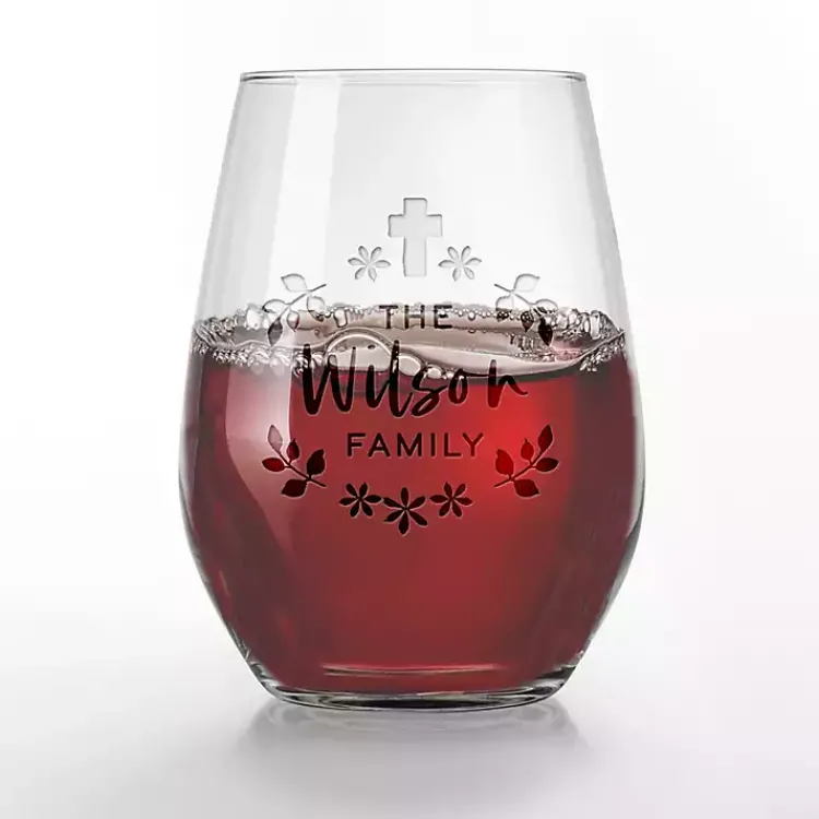 Easter Decorations>Kirklands Home Personalized Easter Cross Wine Glasses, Set of 2 Clear