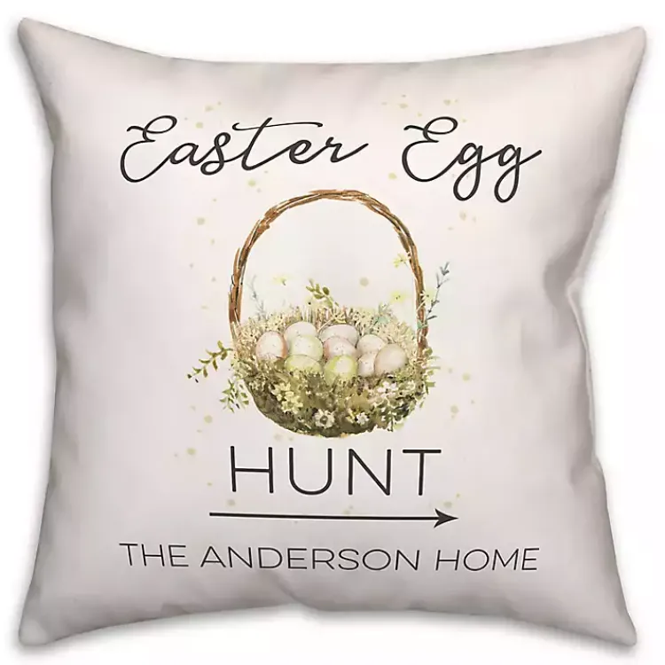 Easter Decorations>Kirklands Home Personalized Easter Egg Hunt Pillow White