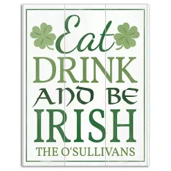 St Patricks Day Decorations>Kirklands Home Personalized Eat Drink and Be Irish Canvas Print