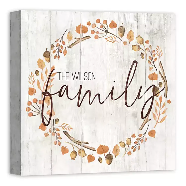 Fall>Kirklands Home Personalized Family Harvest Wreath Canvas Print Tan