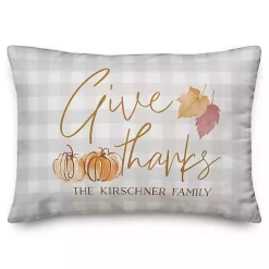 Fall>Kirklands Home Personalized Give Thanks Outdoor Lumbar Pillow