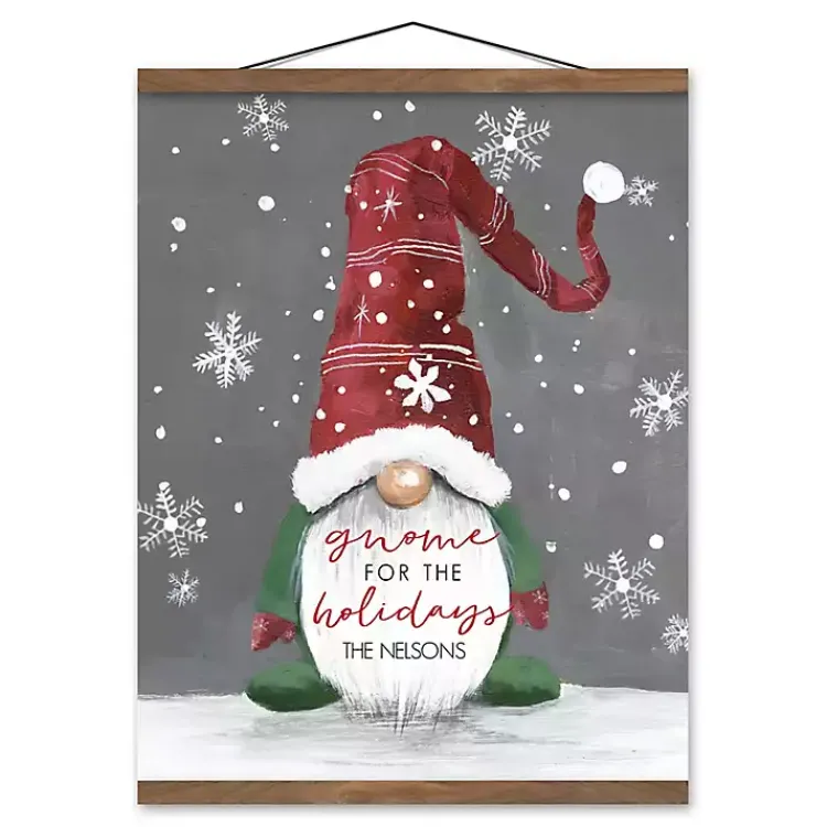Christmas Art & Wall Decor>Kirklands Home Personalized Gnome Teak Hanging Wall Plaque