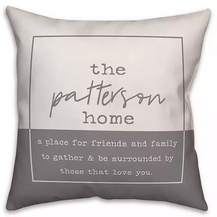 Kirklands Home Personalized Gray and White Our Home Pillow Outlet