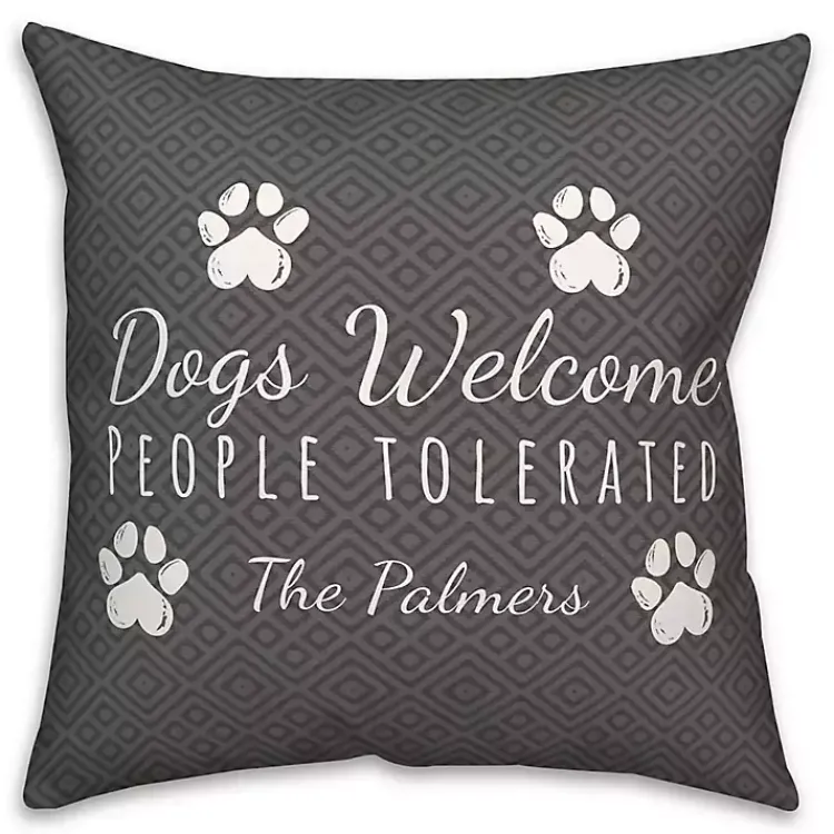 Kirklands Home Personalized Dogs Welcome Paws Pillow Gray Sale