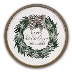 Christmas Art & Wall Decor>Kirklands Home Personalized Happy Holidays Wreath Wall Plaque