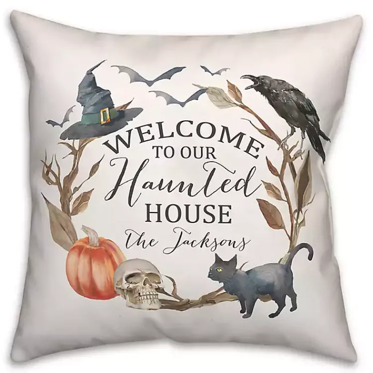 Halloween>Kirklands Home Personalized Haunted House Halloween Pillow