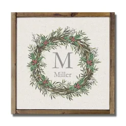 Christmas Art & Wall Decor>Kirklands Home Personalized Holly Wreath Framed Wall Plaque