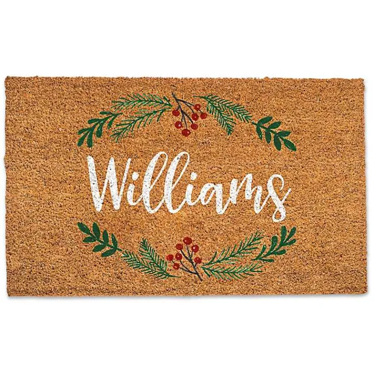 Outdoor Christmas Decorations>Kirklands Home Personalized Holly Wreath Christmas Doormat
