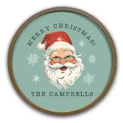 Christmas Art & Wall Decor>Kirklands Home Personalized Jolly Retro Santa Framed Wall Plaque Blue