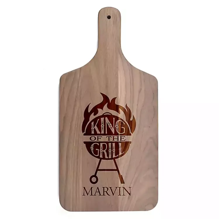 Kirklands Home Personalized King of Grill Walnut Cutting Board Brown Hot