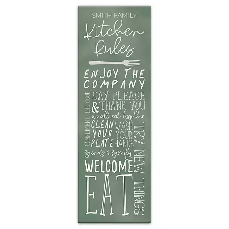 Kirklands Home Personalized Kitchen Rules Canvas Wall Plaque Hot