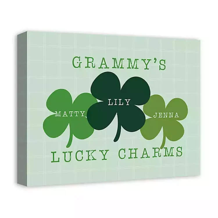 St Patricks Day Decorations>Kirklands Home Personalized Lucky Charms Canvas Wall Plaque