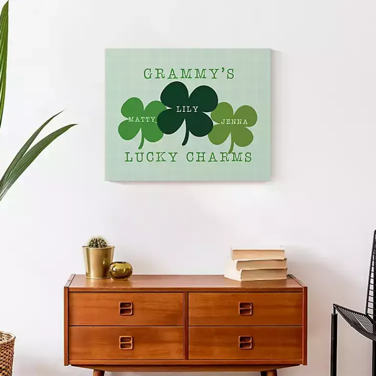 St Patricks Day Decorations>Kirklands Home Personalized Lucky Charms Canvas Wall Plaque