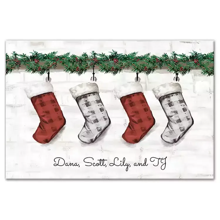 Christmas Art & Wall Decor>Kirklands Home Personalized Mantel Stockings Canvas Wall Plaque