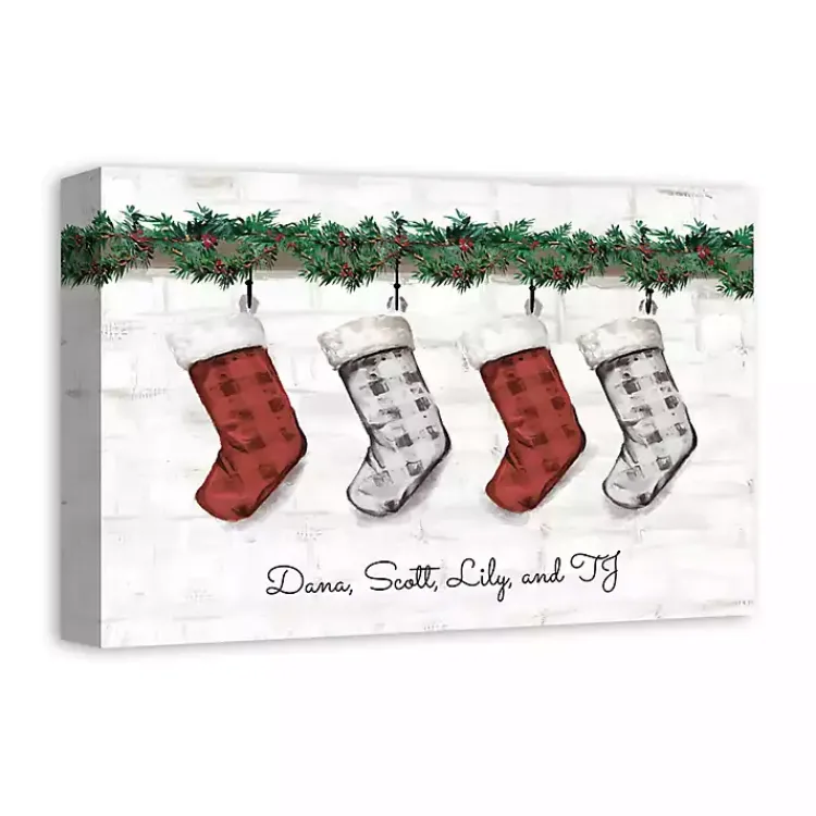 Christmas Art & Wall Decor>Kirklands Home Personalized Mantel Stockings Canvas Wall Plaque