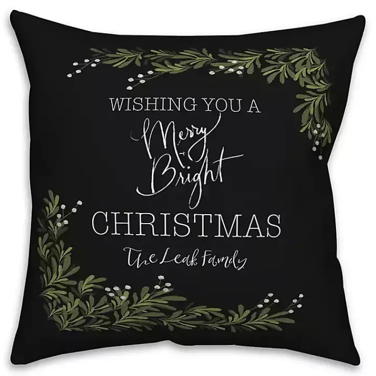 Christmas Pillows>Kirklands Home Personalized Merry and Bright Christmas Pillow Black