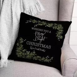 Christmas Pillows>Kirklands Home Personalized Merry and Bright Christmas Pillow Black