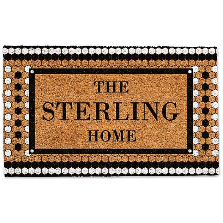 Kirklands Home Personalized Monochrome Tile Coir Doormat Sale