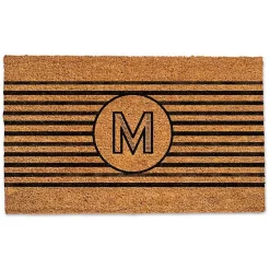 Kirklands Home Personalized Monogram Black Stripes Doormat Clearance