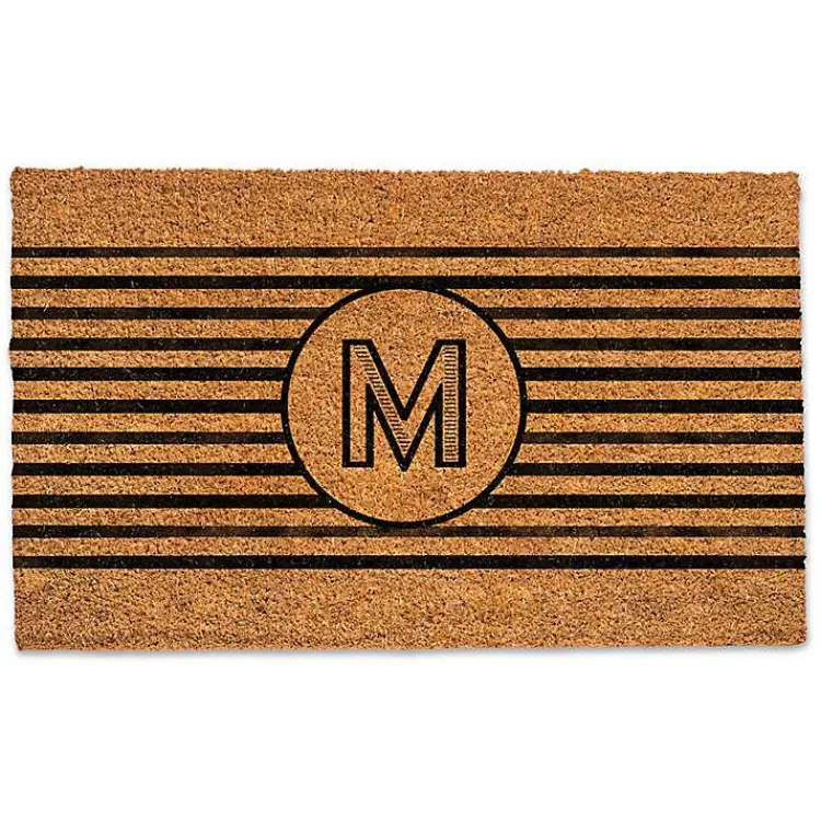 Kirklands Home Personalized Monogram Black Stripes Doormat Clearance