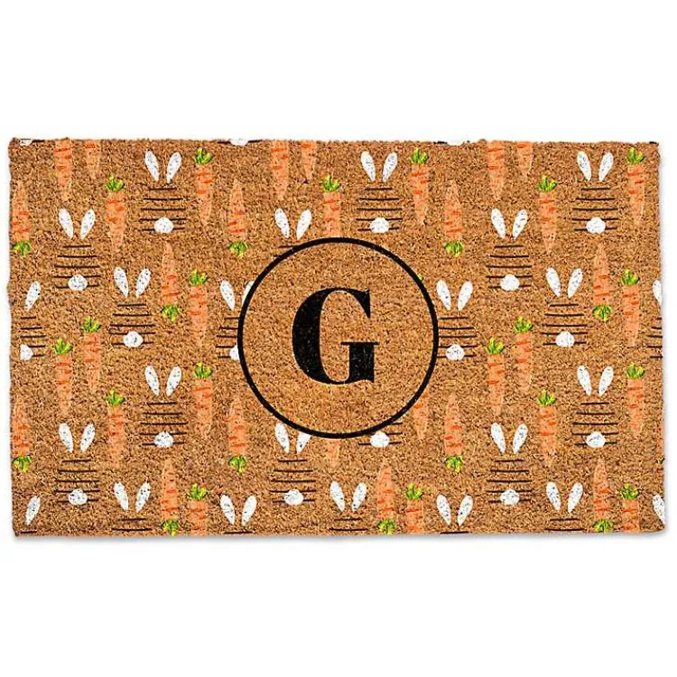 Easter Decorations>Kirklands Home Personalized Monogram Bunny and Carrot Doormat Brown