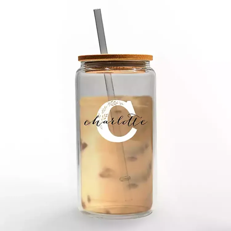 Kirklands Home Personalized Monogram C Floral Glass Cup New