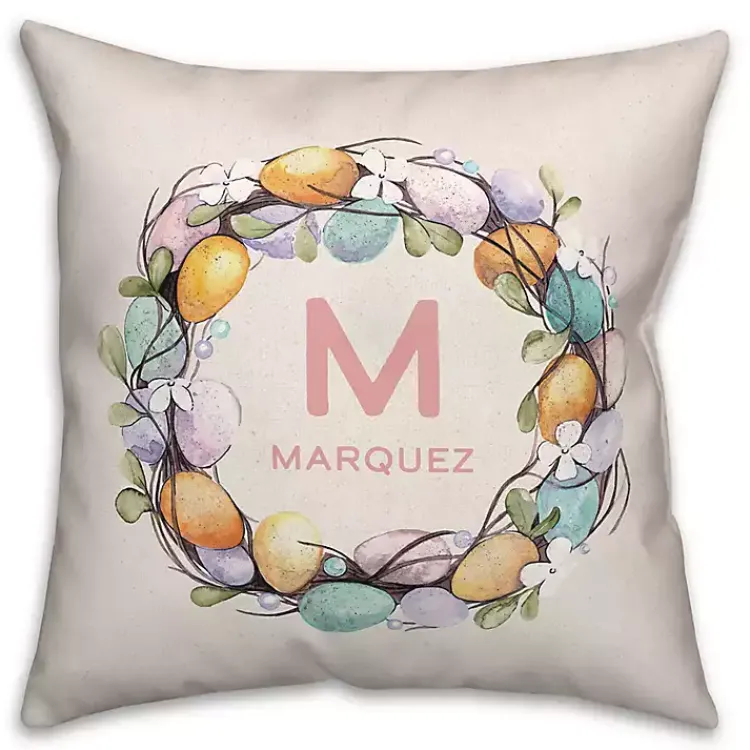 Easter Decorations>Kirklands Home Personalized Monogram Egg Wreath Pillow