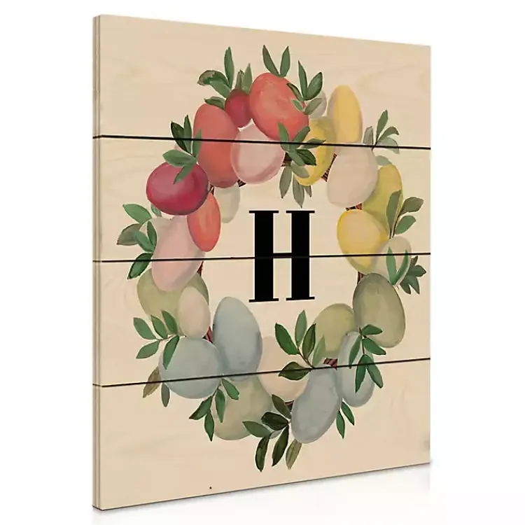 Easter Decorations>Kirklands Home Personalized Monogram Egg Wreath Wood Wall Plaque Multi