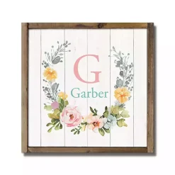 Easter Decorations>Kirklands Home Personalized Monogram Floral Wood Wall Plaque