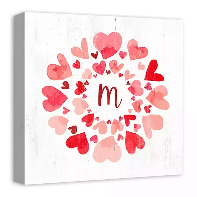 Valentines Day Decorations>Kirklands Home Personalized Monogram Hearts Canvas Wall Plaque