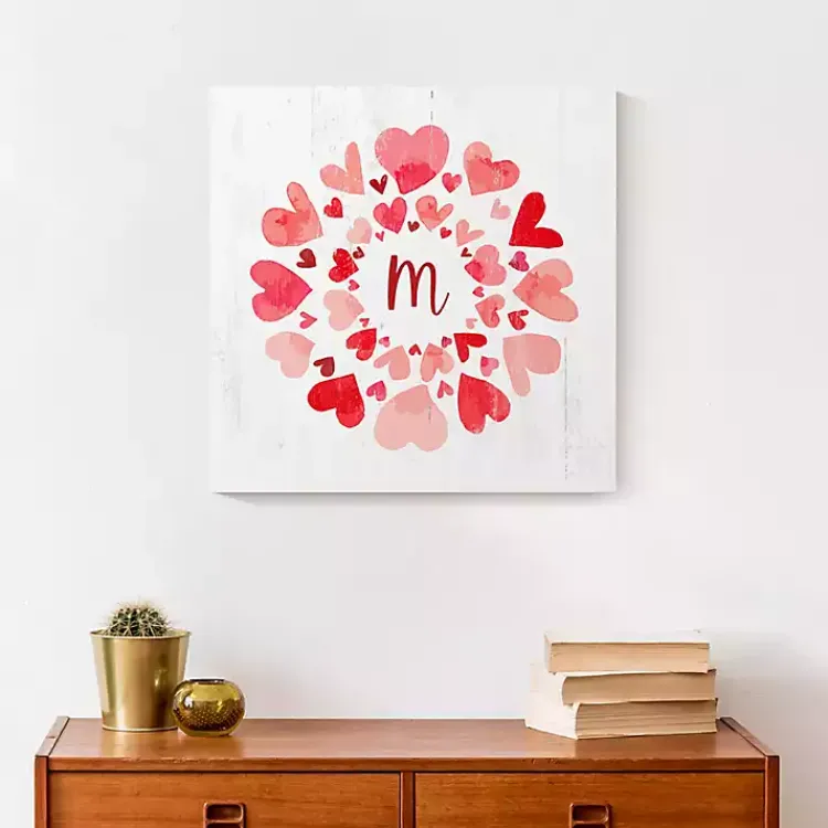 Valentines Day Decorations>Kirklands Home Personalized Monogram Hearts Canvas Wall Plaque