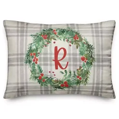 Christmas Pillows>Kirklands Home Personalized Monogram Holly Wreath Pillow