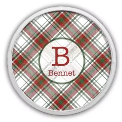 Christmas Art & Wall Decor>Kirklands Home Personalized Monogram Plaid White Framed Plaque