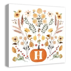 Fall>Kirklands Home Personalized Monogram Pumpkin Floral Canvas Print