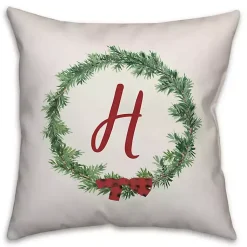 Pillows>Kirklands Home Personalized Monogram Ribbon Wreath Outdoor Pillow