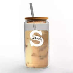 Kirklands Home Personalized Monogram S Floral Glass Cup Clearance