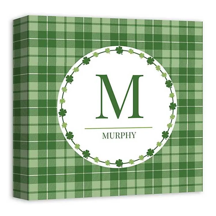 St Patricks Day Decorations>Kirklands Home Personalized Monogram Shamrock Canvas Art Print