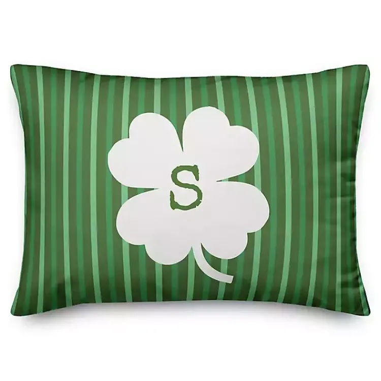 St Patricks Day Decorations>Kirklands Home Personalized Monogram Shamrock Stripe Pillow