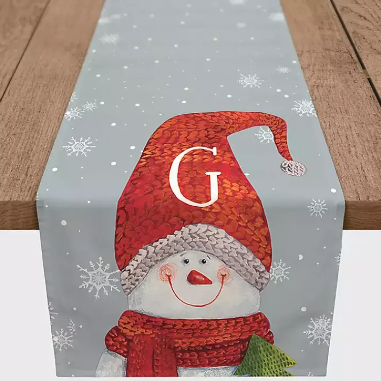 Christmas Dining & Entertaining>Kirklands Home Personalized Monogram Snowman Table Runner, 72 in.