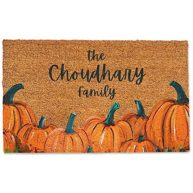 Fall>Kirklands Home Personalized Painted Pumpkins Doormat